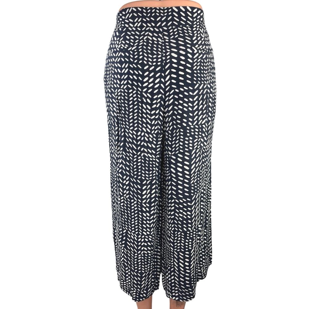 Ann Taylor LOFT Women's Black Geometric Print High Rise Cropped Wide Leg Pants 6 - Picture 3 of 6